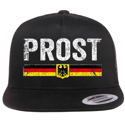 Retro Oktoberfest German Flag Prost Flat Bill Trucker Hat