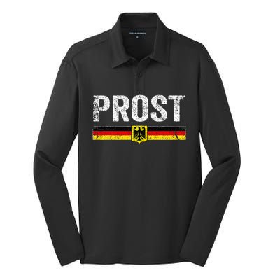 Retro Oktoberfest German Flag Prost Silk Touch Performance Long Sleeve Polo