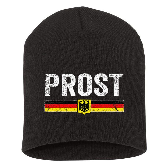 Retro Oktoberfest German Flag Prost Short Acrylic Beanie