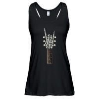 Rock On Guitar Neck With A Sweet Rock & Roll Skeleton Hand Ladies Essential Flowy Tank