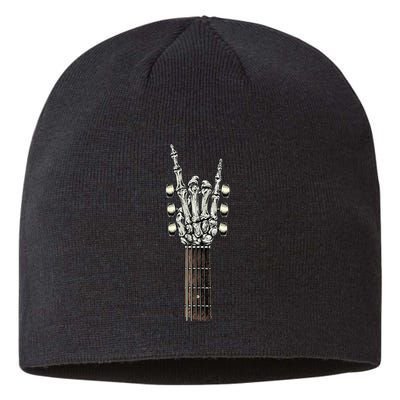 Rock On Guitar Neck With A Sweet Rock & Roll Skeleton Hand Sustainable Beanie