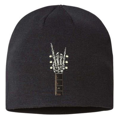 Rock On Guitar Neck Skeleton Hand Sign Rock & Roll Band Sustainable Beanie