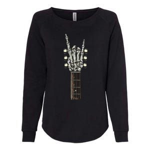 Rock On Guitar Neck Skeleton Hand Sign Rock & Roll Band Womens California Wash Sweatshirt