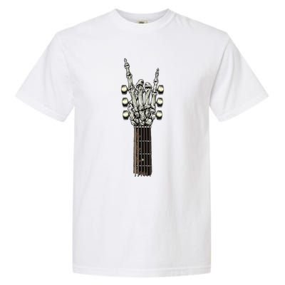 Rock On Guitar Neck Skeleton Hand Sign Rock & Roll Band Garment-Dyed Heavyweight T-Shirt