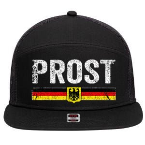 Retro Oktoberfest German Flag Prost 7 Panel Mesh Trucker Snapback Hat