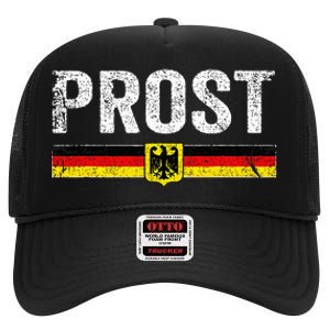 Retro Oktoberfest German Flag Prost High Crown Mesh Back Trucker Hat