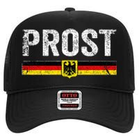 Retro Oktoberfest German Flag Prost High Crown Mesh Back Trucker Hat