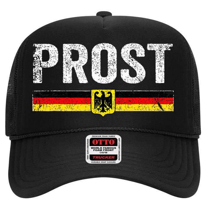 Retro Oktoberfest German Flag Prost High Crown Mesh Back Trucker Hat