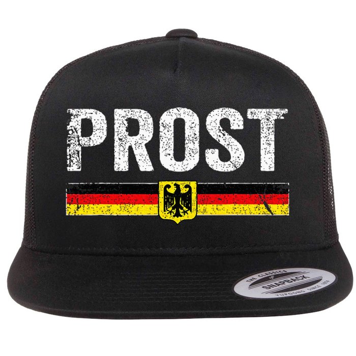 Retro Oktoberfest German Flag Prost Flat Bill Trucker Hat