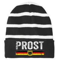 Retro Oktoberfest German Flag Prost Striped Beanie with Solid Band