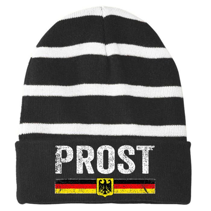 Retro Oktoberfest German Flag Prost Striped Beanie with Solid Band