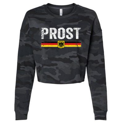 Retro Oktoberfest German Flag Prost Cropped Pullover Crew