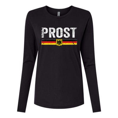 Retro Oktoberfest German Flag Prost Womens Cotton Relaxed Long Sleeve T-Shirt