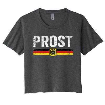 Retro Oktoberfest German Flag Prost Women's Crop Top Tee