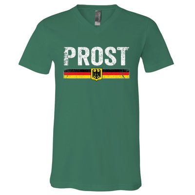 Retro Oktoberfest German Flag Prost V-Neck T-Shirt