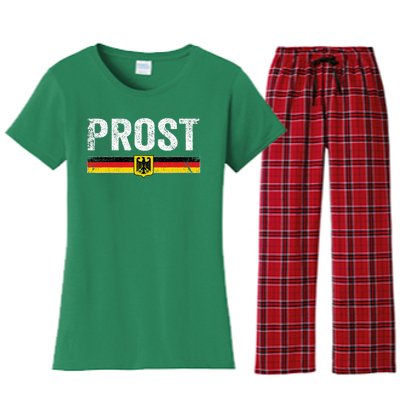 Retro Oktoberfest German Flag Prost Women's Flannel Pajama Set