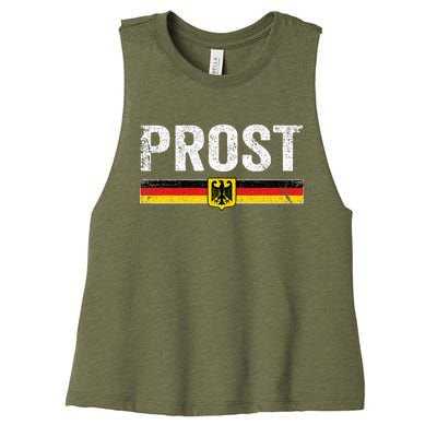 Retro Oktoberfest German Flag Prost Women's Racerback Cropped Tank