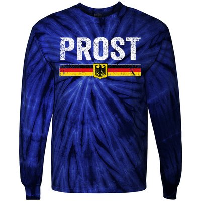 Retro Oktoberfest German Flag Prost Tie-Dye Long Sleeve Shirt