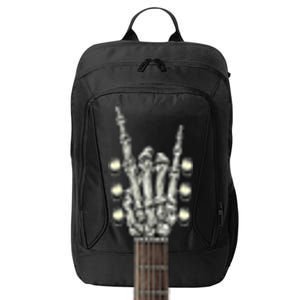 Rock On Guitar Neck With A Sweet Rock & Roll Skeleton Hand City Backpack