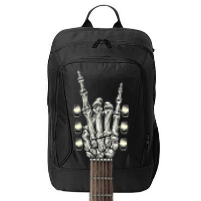 Rock On Guitar Neck With A Sweet Rock & Roll Skeleton Hand City Backpack