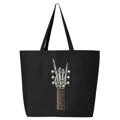 Rock On Guitar Neck With A Sweet Rock & Roll Skeleton Hand 25L Jumbo Tote