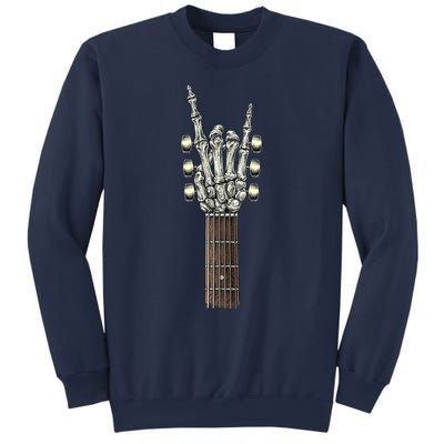 Rock On Guitar Neck With A Sweet Rock & Roll Skeleton Hand Sweatshirt