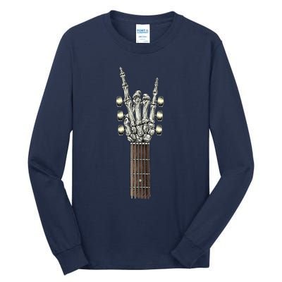 Rock On Guitar Neck With A Sweet Rock & Roll Skeleton Hand Tall Long Sleeve T-Shirt