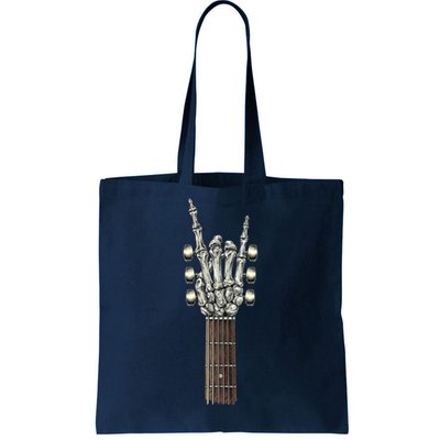 Rock On Guitar Neck With A Sweet Rock & Roll Skeleton Hand Tote Bag