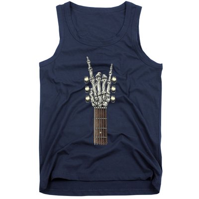 Rock On Guitar Neck With A Sweet Rock & Roll Skeleton Hand Tank Top