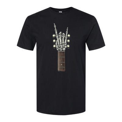 Rock On Guitar Neck With A Sweet Rock & Roll Skeleton Hand Softstyle CVC T-Shirt