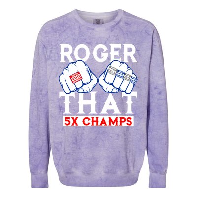 Roger That 5 Time World Champions Rings Colorblast Crewneck Sweatshirt