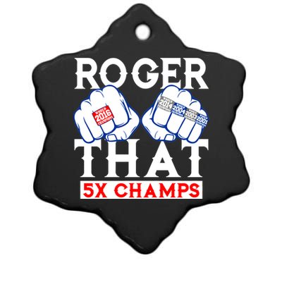 Roger That 5 Time World Champions Rings Ceramic Star Ornament