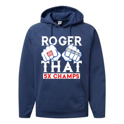 Roger That 5 Time World Champions Rings Performance Fleece Hoodie