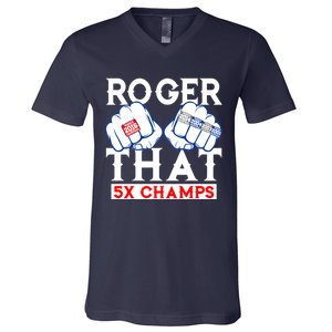 Roger That 5 Time World Champions Rings V-Neck T-Shirt