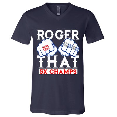Roger That 5 Time World Champions Rings V-Neck T-Shirt