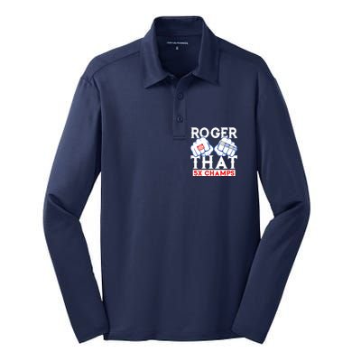 Roger That 5 Time World Champions Rings Silk Touch Performance Long Sleeve Polo