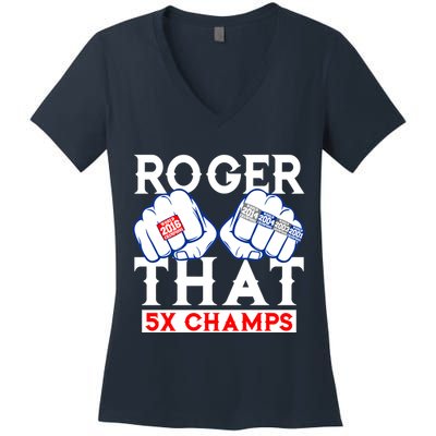 Roger That 5 Time World Champions Rings Women's V-Neck T-Shirt