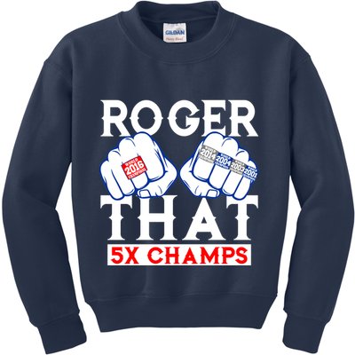 Roger That 5 Time World Champions Rings Kids Sweatshirt