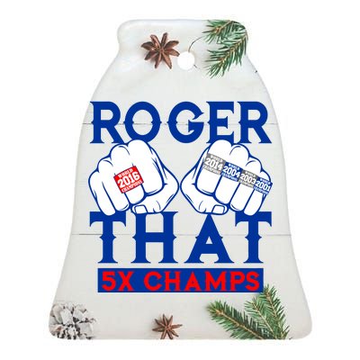 Roger That 5 Time World Champions Rings Ceramic Bell Ornament