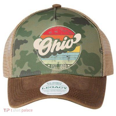 Retro Ohio Home State Oh Cool 70s Style Sunset Legacy Tie Dye Trucker Hat