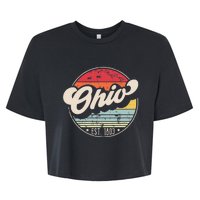 Retro Ohio Home State Oh Cool 70s Style Sunset Bella+Canvas Jersey Crop Tee