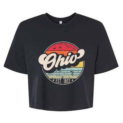 Retro Ohio Home State Oh Cool 70s Style Sunset Bella+Canvas Jersey Crop Tee