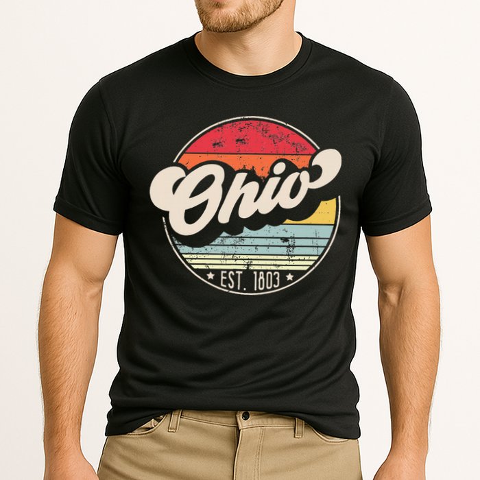 Retro Ohio Home State Oh Cool 70s Style Sunset Cooling Performance Crew T-Shirt