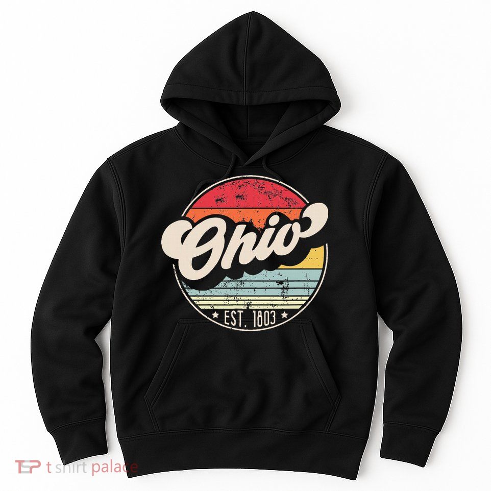 Retro Ohio Home State Oh Cool 70s Style Sunset Hoodie