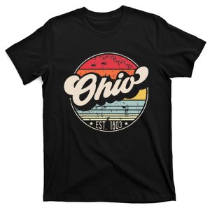 Retro Ohio Home State Oh Cool 70s Style Sunset T-Shirt