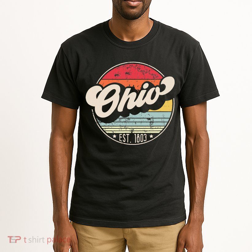 Retro Ohio Home State Oh Cool 70s Style Sunset Tall T-Shirt