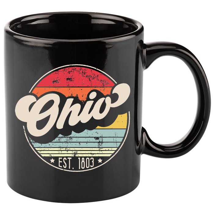Retro Ohio Home State Oh Cool 70s Style Sunset 11oz C Handle Ceramic Mug