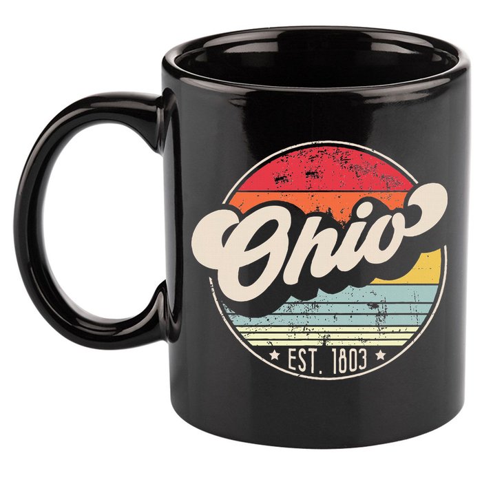 Retro Ohio Home State Oh Cool 70s Style Sunset 11oz C Handle Ceramic Mug