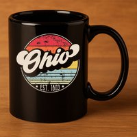 Retro Ohio Home State Oh Cool 70s Style Sunset 11oz C Handle Ceramic Mug