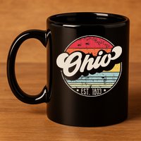 Retro Ohio Home State Oh Cool 70s Style Sunset 11oz C Handle Ceramic Mug